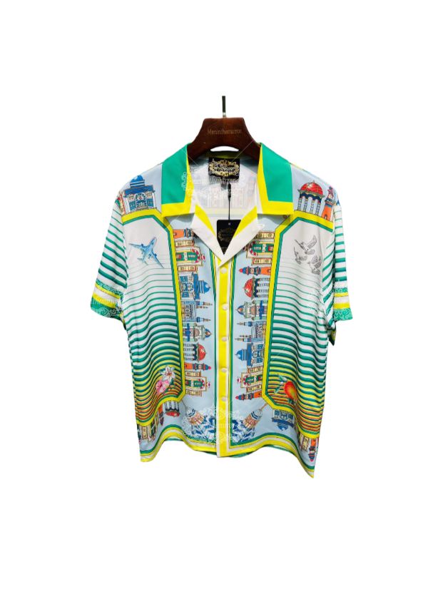 Kaus Pemandangan Kota Geometris Emas Hitam | Galeri Mewah