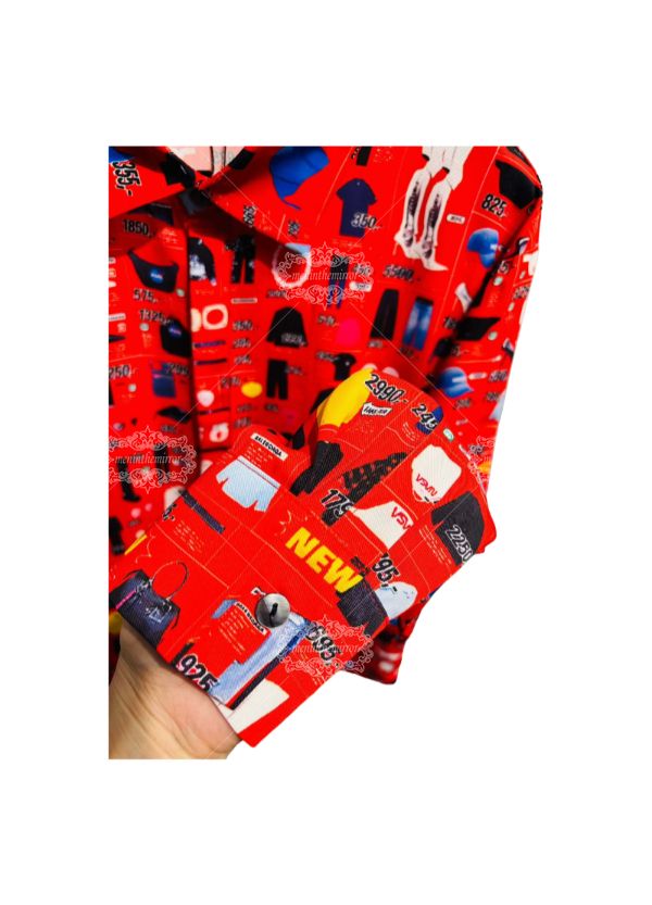 Kemeja Ikon Produk Seni Pop Merah | Kerah Santai