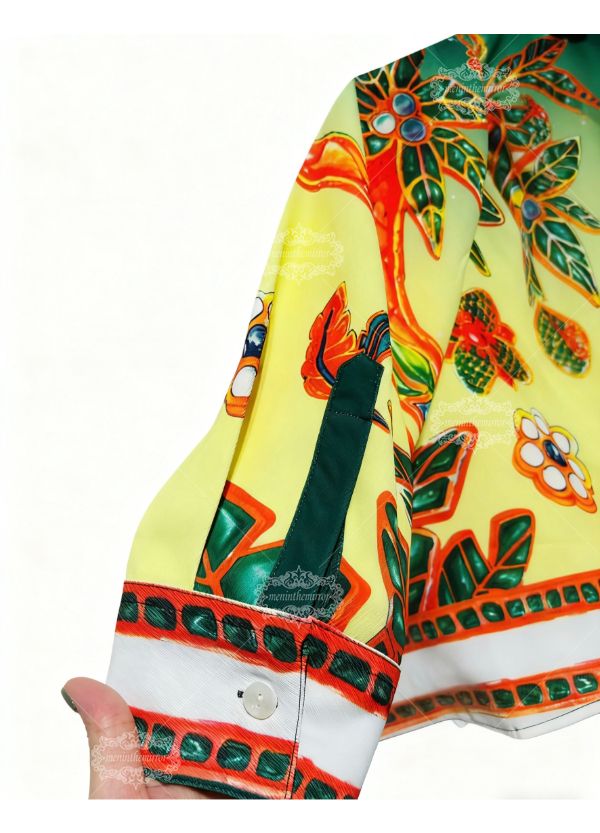 Kemeja Gradien Klub Tenis Retro | Pakaian Olahraga Tropis Mewah Panjang