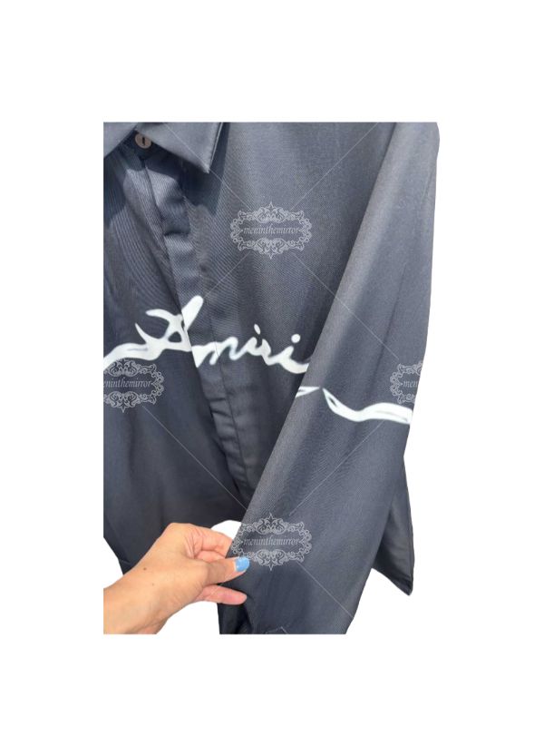 Kemeja Logo Aksara AMIRI Hitam | Kerah Santai