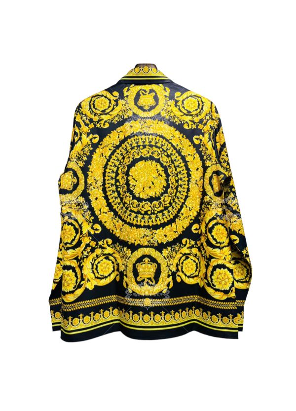Kemeja Barok Medusa Emas Hitam | Kerah Santai