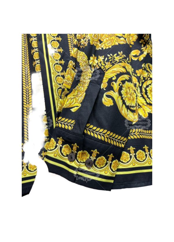 Kemeja Barok Medusa Emas Hitam | Kerah Santai