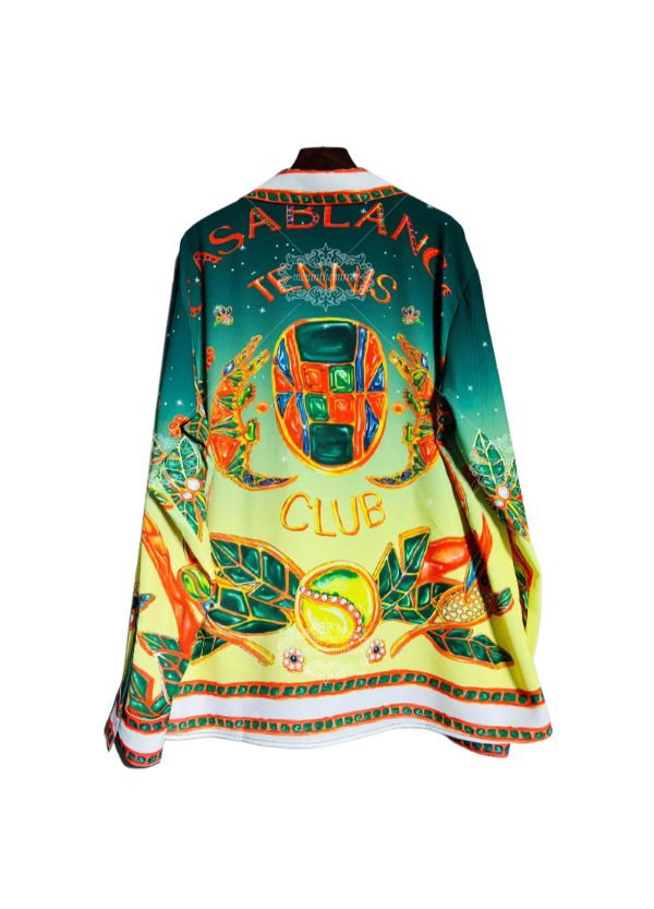 Kemeja Gradien Klub Tenis Retro | Pakaian Olahraga Tropis Mewah Panjang