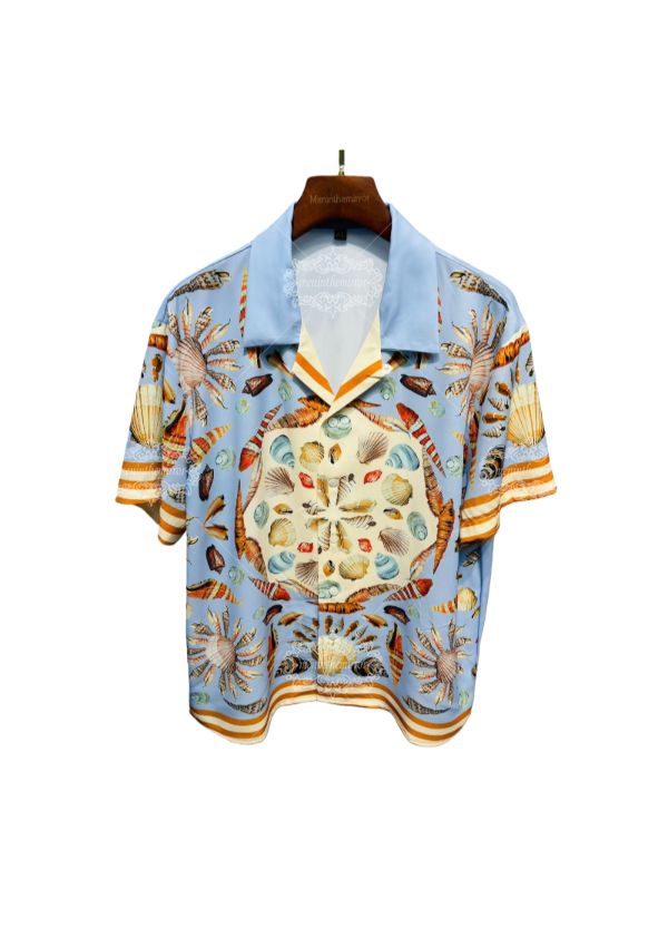 Kemeja Maritim Kerang Biru Muda | Film Pendek Resor Retro