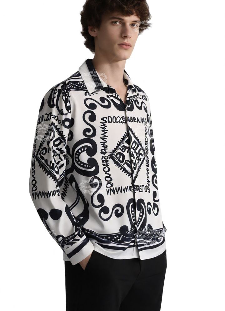 Kemeja Syal Logo Sisilia Monokrom | Kerah Santai