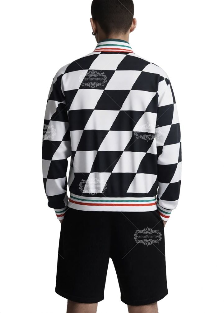 Kemeja Kotak-kotak Monokrom Casablanca Grand Prix