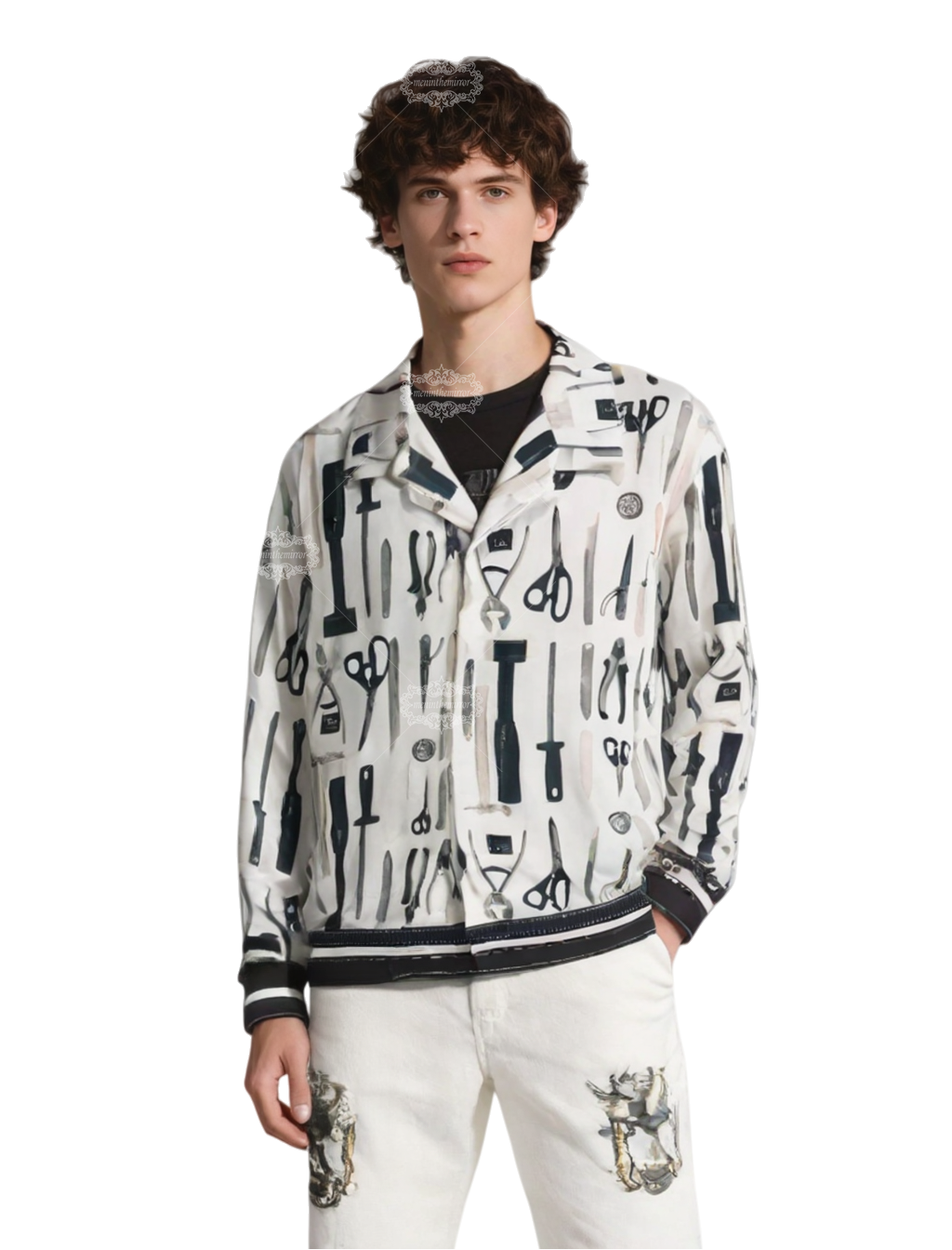 Kaus Barok Patung Monokrom | Galeri Mewah