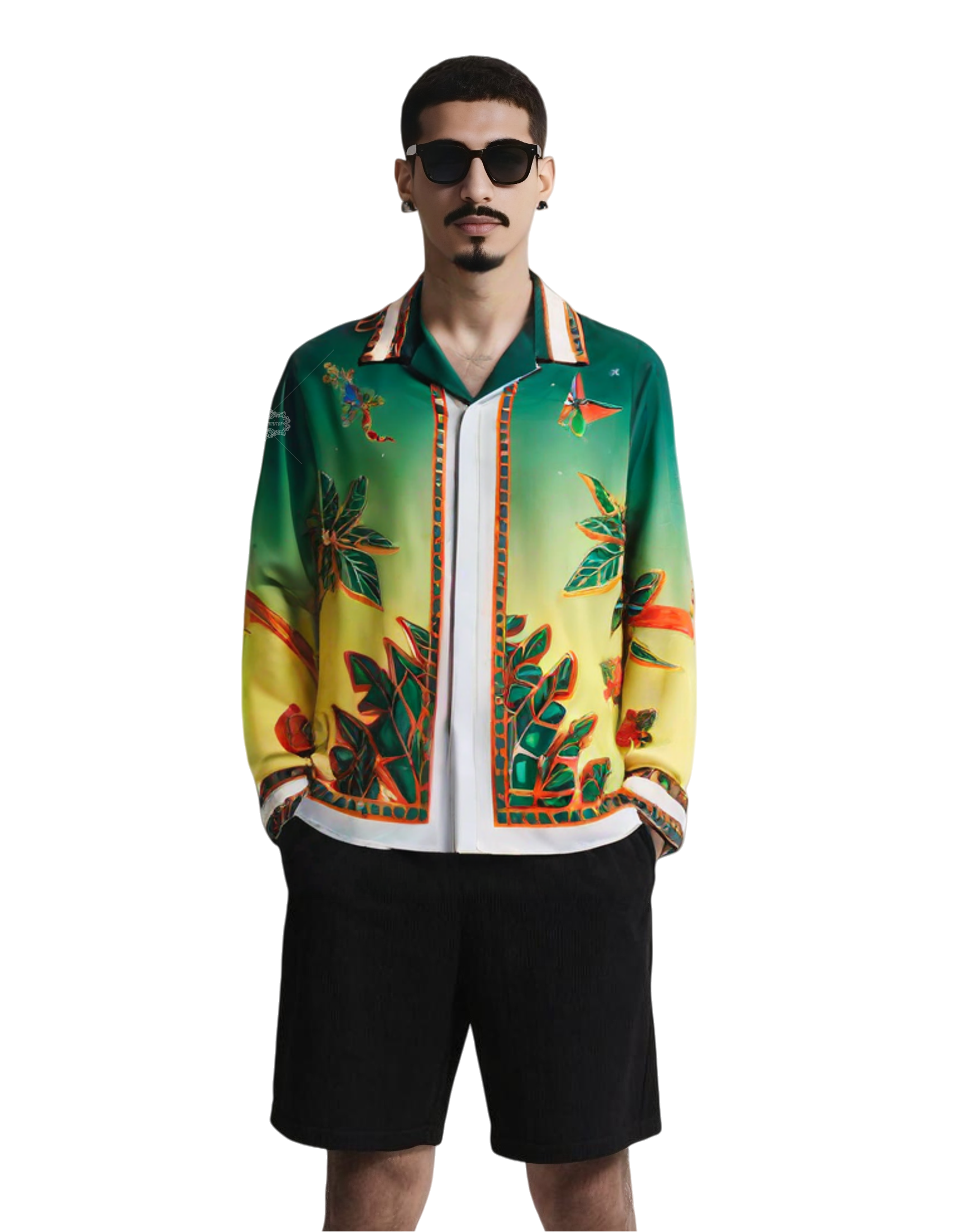 Kemeja Gradien Klub Tenis Retro | Pakaian Olahraga Tropis Mewah Panjang