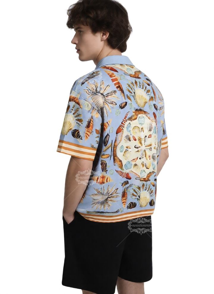 Kemeja Maritim Kerang Biru Muda | Film Pendek Resor Retro