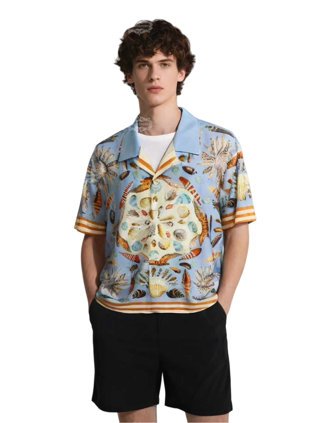 Kemeja Maritim Kerang Biru Muda | Film Pendek Resor Retro