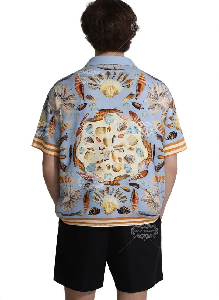Kemeja Maritim Kerang Biru Muda | Film Pendek Resor Retro