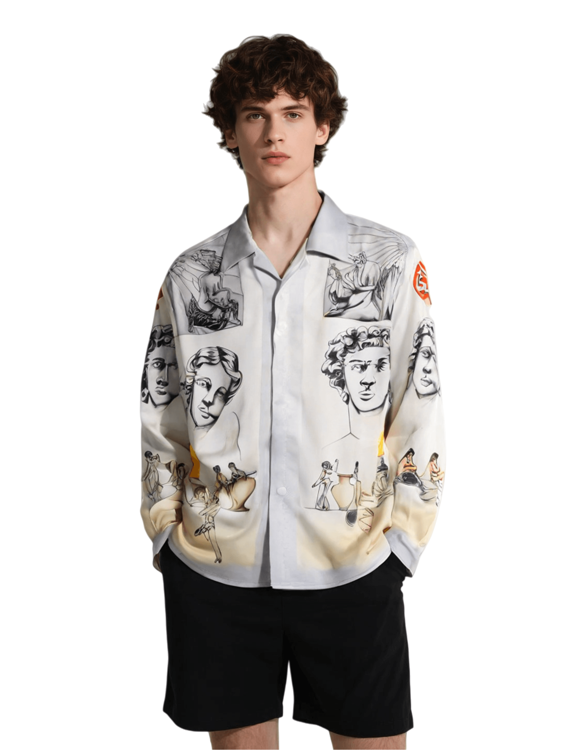 Kemeja Medusa Baroque yang Mewah | Celana Pendek Luxe Gelap