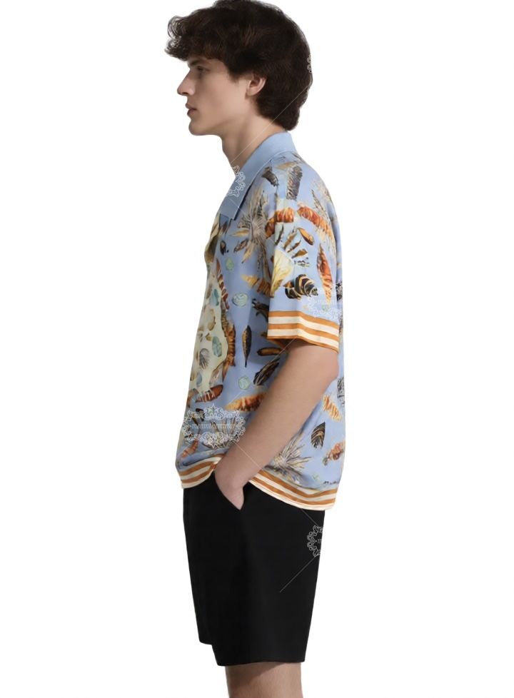 Kemeja Maritim Kerang Biru Muda | Film Pendek Resor Retro